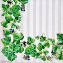 Serwetka decoupage firmy AMBIENTE bluszcz i pasy 33x33cm